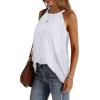 imageWIHOLL Summer Halter Neck Tank Tops for Women Pleated Loose Fit Sleeveless Tops FlowyAwhite