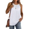 imageWIHOLL Summer Halter Neck Tank Tops for Women Pleated Loose Fit Sleeveless Tops FlowyAwhite