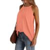 imageWIHOLL Summer Halter Neck Tank Tops for Women Pleated Loose Fit Sleeveless Tops FlowyBcoral