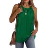 imageWIHOLL Summer Halter Neck Tank Tops for Women Pleated Loose Fit Sleeveless Tops FlowyBgreen