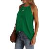 imageWIHOLL Summer Halter Neck Tank Tops for Women Pleated Loose Fit Sleeveless Tops FlowyBgreen