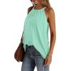 imageWIHOLL Summer Halter Neck Tank Tops for Women Pleated Loose Fit Sleeveless Tops FlowyBlake Green