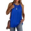 imageWIHOLL Summer Halter Neck Tank Tops for Women Pleated Loose Fit Sleeveless Tops FlowyCblue