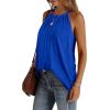 imageWIHOLL Summer Halter Neck Tank Tops for Women Pleated Loose Fit Sleeveless Tops FlowyCblue