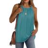 imageWIHOLL Summer Halter Neck Tank Tops for Women Pleated Loose Fit Sleeveless Tops FlowyCcadet Blue