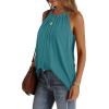 imageWIHOLL Summer Halter Neck Tank Tops for Women Pleated Loose Fit Sleeveless Tops FlowyCcadet Blue