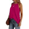 imageWIHOLL Summer Halter Neck Tank Tops for Women Pleated Loose Fit Sleeveless Tops FlowyCrose Red