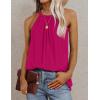 imageWIHOLL Summer Halter Neck Tank Tops for Women Pleated Loose Fit Sleeveless Tops FlowyCrose Red