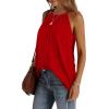 imageWIHOLL Summer Halter Neck Tank Tops for Women Pleated Loose Fit Sleeveless Tops FlowyDred