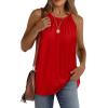 imageWIHOLL Summer Halter Neck Tank Tops for Women Pleated Loose Fit Sleeveless Tops FlowyDred