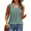 imageWIHOLL Tank Top for Women Summer Outfits V Neck T Shirts Trendy Eyelet Sleeveless Basic Beach Vacation Clothes0bean Green