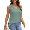 imageWIHOLL Tank Top for Women Summer Outfits V Neck T Shirts Trendy Eyelet Sleeveless Basic Beach Vacation Clothes0bean Green