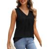 imageWIHOLL Tank Top for Women Summer Outfits V Neck T Shirts Trendy Eyelet Sleeveless Basic Beach Vacation Clothes0black