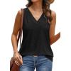 imageWIHOLL Tank Top for Women Summer Outfits V Neck T Shirts Trendy Eyelet Sleeveless Basic Beach Vacation Clothes0black