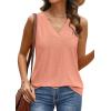 imageWIHOLL Tank Top for Women Summer Outfits V Neck T Shirts Trendy Eyelet Sleeveless Basic Beach Vacation Clothes2coral