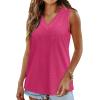 imageWIHOLL Tank Top for Women Summer Outfits V Neck T Shirts Trendy Eyelet Sleeveless Basic Beach Vacation Clothes2hot Pink