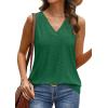 imageWIHOLL Tank Top for Women Summer Outfits V Neck T Shirts Trendy Eyelet Sleeveless Basic Beach Vacation ClothesDark Green