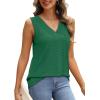 imageWIHOLL Tank Top for Women Summer Outfits V Neck T Shirts Trendy Eyelet Sleeveless Basic Beach Vacation ClothesDark Green