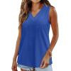 imageWIHOLL Tank Top for Women Summer Outfits V Neck T Shirts Trendy Eyelet Sleeveless Basic Beach Vacation ClothesKlein Blue