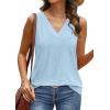 imageWIHOLL Tank Top for Women Summer Outfits V Neck T Shirts Trendy Eyelet Sleeveless Basic Beach Vacation ClothesLight Blue
