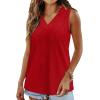 imageWIHOLL Tank Top for Women Summer Outfits V Neck T Shirts Trendy Eyelet Sleeveless Basic Beach Vacation ClothesRed