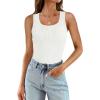 imageWIHOLL Womens Ribbed Tank Tops 2025 Summer Scoop Neck Slim Fitted Tops Casual Basic Knit Sleeveless ShirtsBwhite