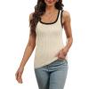 imageWIHOLL Womens Ribbed Tank Tops 2025 Summer Scoop Neck Slim Fitted Tops Casual Basic Knit Sleeveless ShirtsColor Block Beige