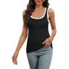 imageWIHOLL Womens Ribbed Tank Tops 2025 Summer Scoop Neck Slim Fitted Tops Casual Basic Knit Sleeveless ShirtsColor Block Black