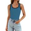 imageWIHOLL Womens Ribbed Tank Tops 2025 Summer Scoop Neck Slim Fitted Tops Casual Basic Knit Sleeveless ShirtsColor Block Blue