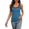 imageWIHOLL Womens Ribbed Tank Tops 2025 Summer Scoop Neck Slim Fitted Tops Casual Basic Knit Sleeveless ShirtsColor Block Blue