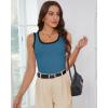 imageWIHOLL Womens Ribbed Tank Tops 2025 Summer Scoop Neck Slim Fitted Tops Casual Basic Knit Sleeveless ShirtsColor Block Blue