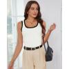 imageWIHOLL Womens Ribbed Tank Tops 2025 Summer Scoop Neck Slim Fitted Tops Casual Basic Knit Sleeveless ShirtsColor Block White