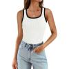 imageWIHOLL Womens Ribbed Tank Tops 2025 Summer Scoop Neck Slim Fitted Tops Casual Basic Knit Sleeveless ShirtsColor Block White