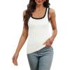 imageWIHOLL Womens Ribbed Tank Tops 2025 Summer Scoop Neck Slim Fitted Tops Casual Basic Knit Sleeveless ShirtsColor Block White