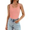 imageWIHOLL Womens Ribbed Tank Tops 2025 Summer Scoop Neck Slim Fitted Tops Casual Basic Knit Sleeveless ShirtsCoral Pink