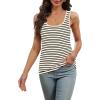 imageWIHOLL Womens Ribbed Tank Tops 2025 Summer Scoop Neck Slim Fitted Tops Casual Basic Knit Sleeveless ShirtsD1beige Stripe