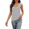 imageWIHOLL Womens Ribbed Tank Tops 2025 Summer Scoop Neck Slim Fitted Tops Casual Basic Knit Sleeveless ShirtsD1black Stripe