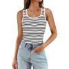imageWIHOLL Womens Ribbed Tank Tops 2025 Summer Scoop Neck Slim Fitted Tops Casual Basic Knit Sleeveless ShirtsD1black Stripe