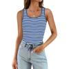 imageWIHOLL Womens Ribbed Tank Tops 2025 Summer Scoop Neck Slim Fitted Tops Casual Basic Knit Sleeveless ShirtsD1blue Stripe