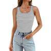 imageWIHOLL Womens Ribbed Tank Tops 2025 Summer Scoop Neck Slim Fitted Tops Casual Basic Knit Sleeveless ShirtsD1grey Stripe