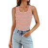 imageWIHOLL Womens Ribbed Tank Tops 2025 Summer Scoop Neck Slim Fitted Tops Casual Basic Knit Sleeveless ShirtsD1red Stripe