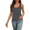 imageWIHOLL Womens Ribbed Tank Tops 2025 Summer Scoop Neck Slim Fitted Tops Casual Basic Knit Sleeveless ShirtsD1white Stripe