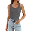 imageWIHOLL Womens Ribbed Tank Tops 2025 Summer Scoop Neck Slim Fitted Tops Casual Basic Knit Sleeveless ShirtsDgrey