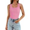 imageWIHOLL Womens Ribbed Tank Tops 2025 Summer Scoop Neck Slim Fitted Tops Casual Basic Knit Sleeveless ShirtsEhot Pink