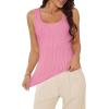 imageWIHOLL Womens Ribbed Tank Tops 2025 Summer Scoop Neck Slim Fitted Tops Casual Basic Knit Sleeveless ShirtsEhot Pink