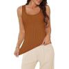 imageWIHOLL Womens Ribbed Tank Tops 2025 Summer Scoop Neck Slim Fitted Tops Casual Basic Knit Sleeveless ShirtsKbrown