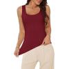 imageWIHOLL Womens Ribbed Tank Tops 2025 Summer Scoop Neck Slim Fitted Tops Casual Basic Knit Sleeveless ShirtsRed