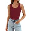 imageWIHOLL Womens Ribbed Tank Tops 2025 Summer Scoop Neck Slim Fitted Tops Casual Basic Knit Sleeveless ShirtsRed