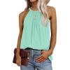 imageWIHOLL Summer Halter Neck Tank Tops for Women Pleated Loose Fit Sleeveless Tops FlowyBlake Green
