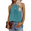 imageWIHOLL Summer Halter Neck Tank Tops for Women Pleated Loose Fit Sleeveless Tops FlowyCcadet Blue